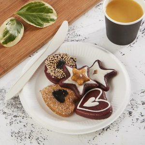 不含 PFAS 可堆肥一次性 6' 罗纹圆形甘蔗渣纸盘可生物降解-甘蔗纤维板 