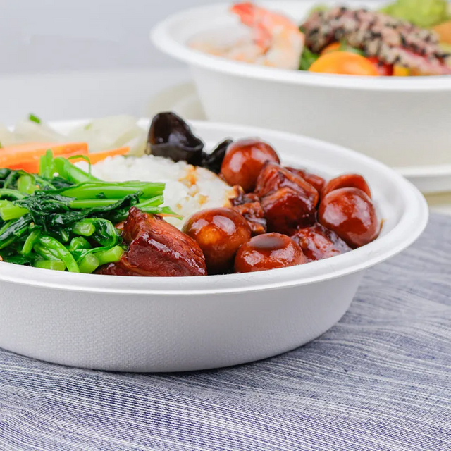 100% 可生物降解纸碗甘蔗浆甘蔗渣汤碗沙拉食品容器免费圆形纸700ml 碗