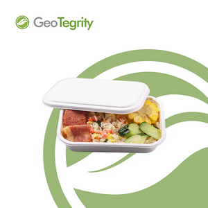 可生物降解一次性外卖甘蔗渣午餐托盘 7' x 4'