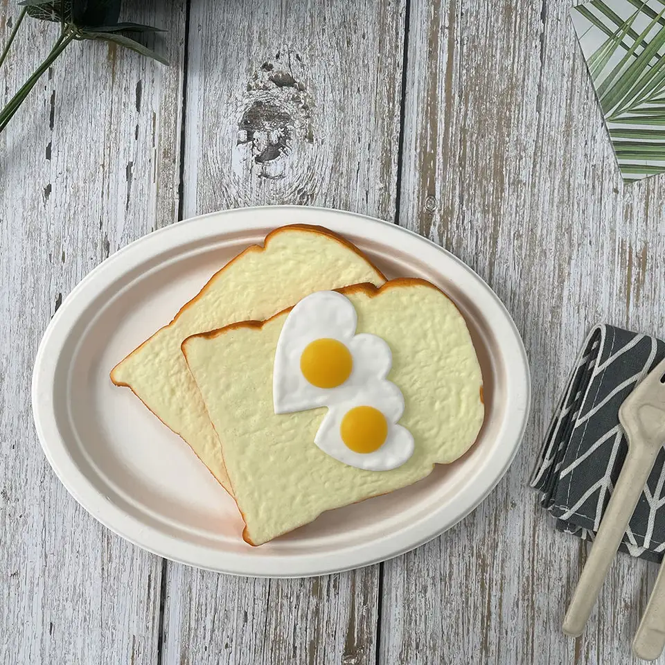 批发可生物降解甘蔗盘甘蔗渣餐具可降解甘蔗餐具甘蔗渣浆白色一次性盘子