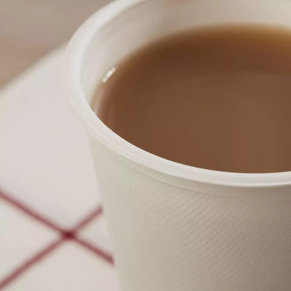 不含 PFAS 可堆肥可生物降解植物纤维竹甘蔗渣纸浆模塑茶咖啡杯