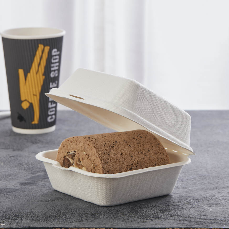 环保纸浆模外卖包装一次性甘蔗渣汉堡盒可生物降解