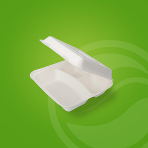 甘蔗渣纤维餐具食品容器可生物降解甘蔗可堆肥翻盖竹蔗渣纸浆定制包装