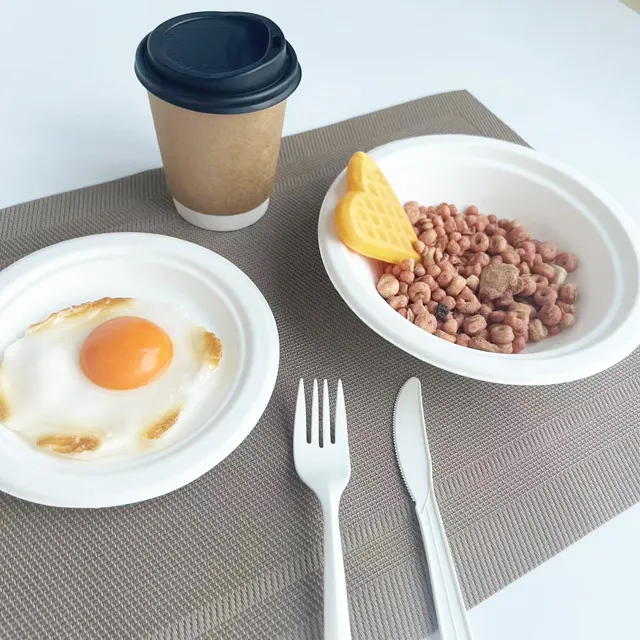 可生物降解圆形一次性可堆肥甘蔗渣纸浆碗食品级 32 盎司（950 毫升）沙拉碗