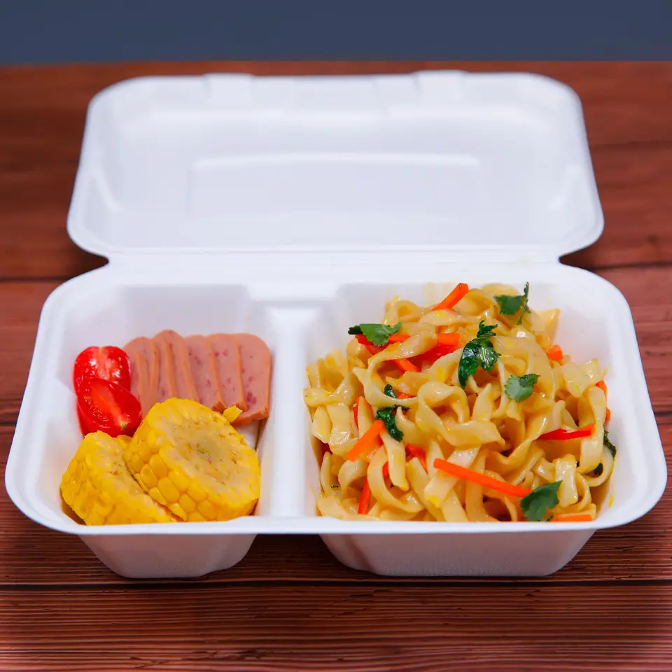 定制可生物降解一次性纸质食品外卖 9 X 6' 2-C 盒