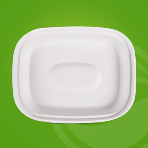 可生物降解植物纤维沙拉纸甘蔗渣纸浆模塑 1100 毫升长方形一次性食品碗
