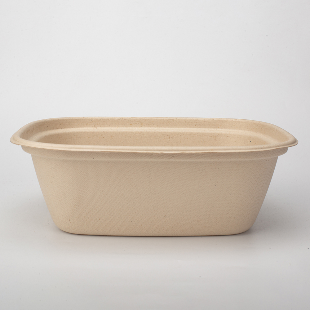 100% 可生物降解纸碗甘蔗浆甘蔗渣汤碗沙拉食品碗食品容器免费 1100 毫升长方形碗