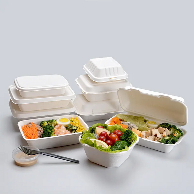 可生物降解餐厅可堆肥肉类甘蔗渣冷冻食品 8' x 6' x 0.6' 托盘