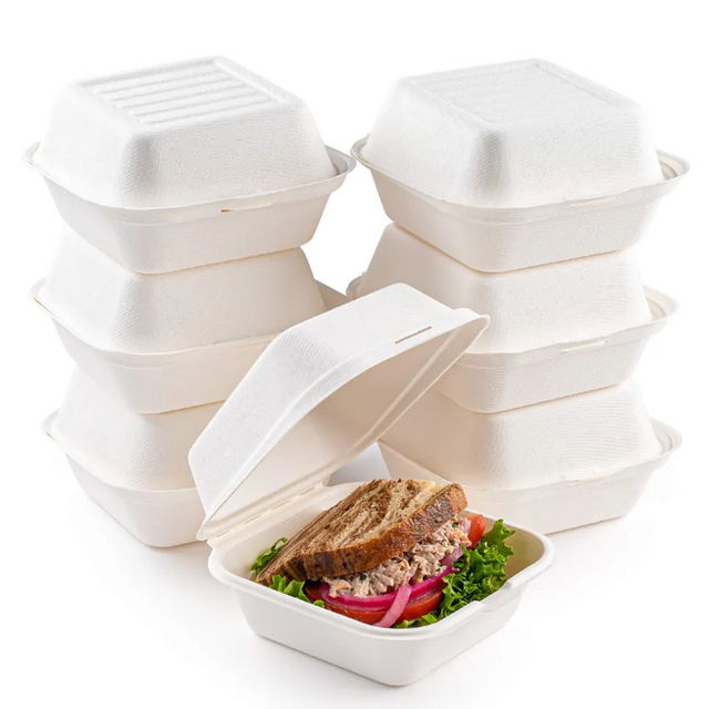 5热销甘蔗翻盖甘蔗渣食品容器可生物降解一次性餐具甘蔗一次性饭盒