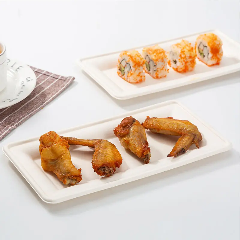 可生物降解食品包装一次性甘蔗渣浆 10' x 5' 矩形板。 