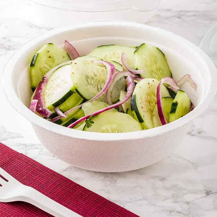 热销环保 32 盎司（950 毫升）碗一次性圆形食物碗可生物降解无毒一次性纸甘蔗渣外卖沙拉食物碗