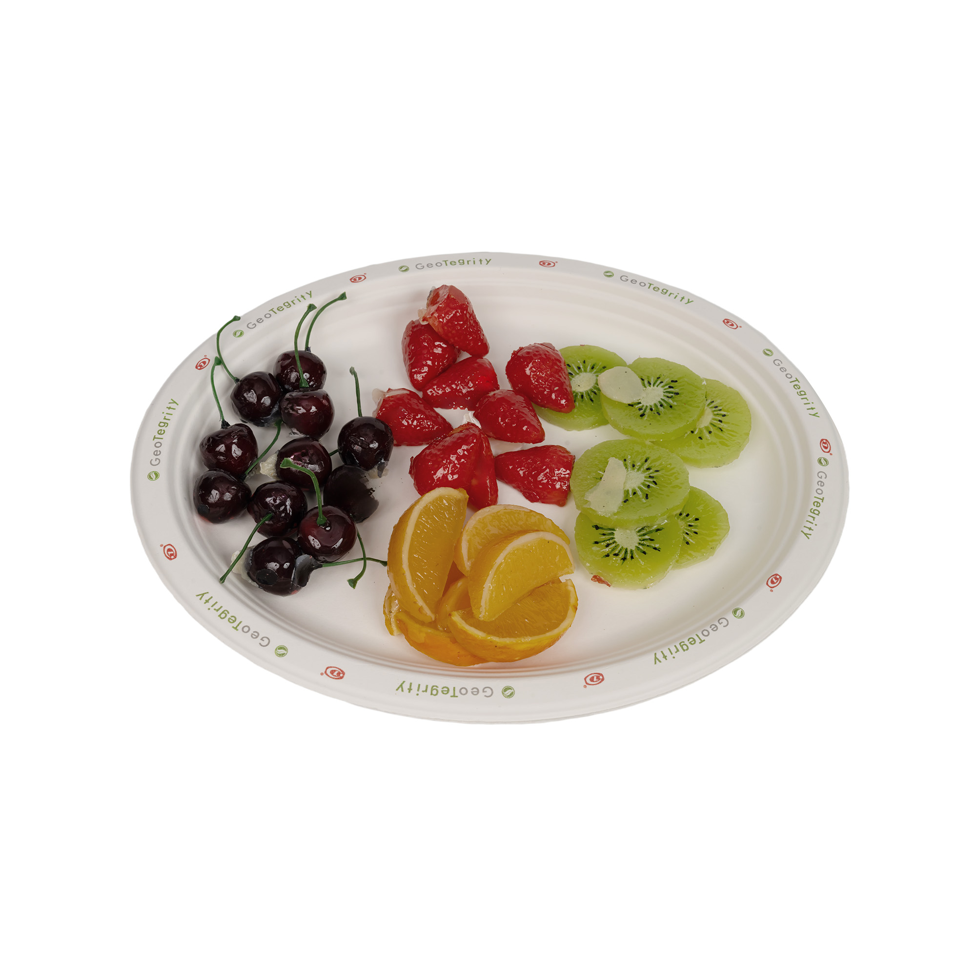 EcoParty 6' 印刷甘蔗渣盘子，圆形，一次性，适合派对