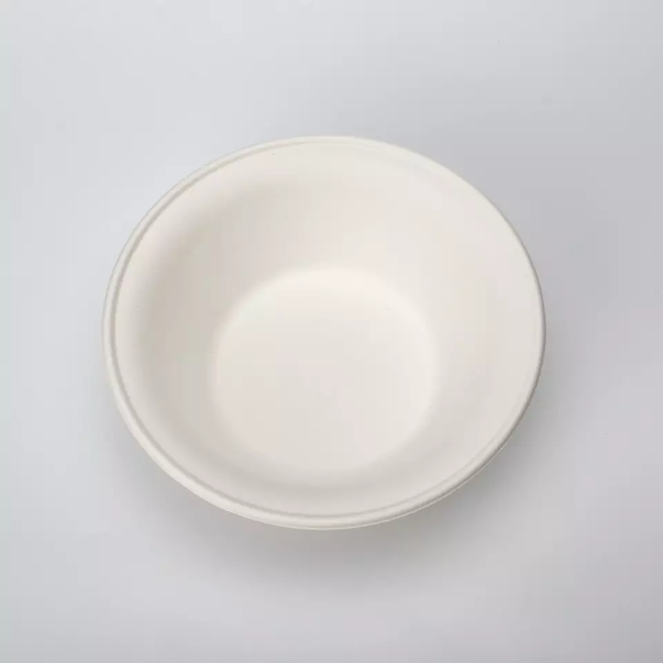 批发环保纸食品容器一次性可生物降解甘蔗渣纸热食沙拉和汤碗