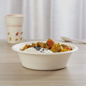 一次性派对餐具套装可生物降解白色纸碗环保甘蔗一次性水果纸 1200 毫升碗