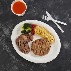 100% 可堆肥天然一次性甘蔗渣环保 12.5' x 10' 椭圆形盘子