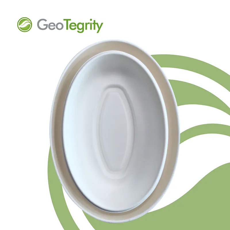 可生物降解一次性外卖食品容器汤杯 100% 甘蔗/甘蔗渣纸浆 26 盎司椭圆形碗带盖 