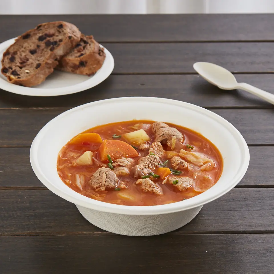 环保可生物降解模制纸浆甘蔗渣一次性食品容器沙拉碗甘蔗外卖 32 盎司（950 毫升）带盖碗