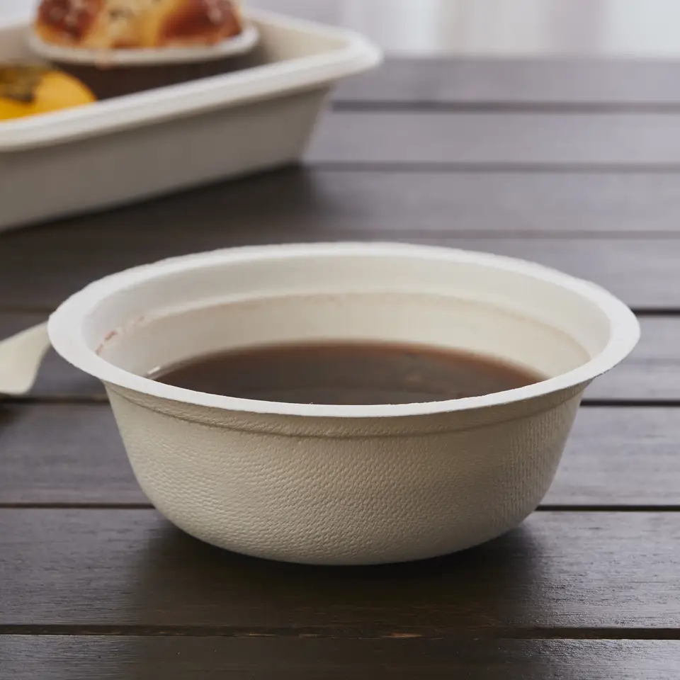 100% 可生物降解一次性可堆肥甘蔗 12 盎司（350 毫升）碗餐具和餐具套装适合婚礼