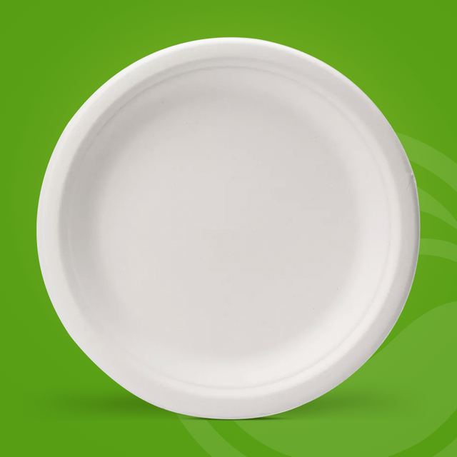 不含 PFAS 一次性可生物降解甘蔗渣纸浆模具蛋糕板圆形充电板