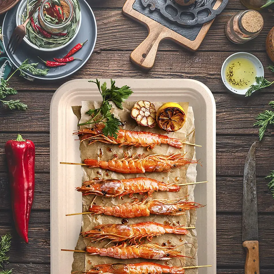 100% 可降解一次性甘蔗渣 8' x 6' x 1' 食品包装托盘