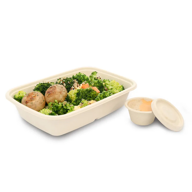 一次性可生物降解甘蔗渣外卖午餐食品 32 盎司托盘