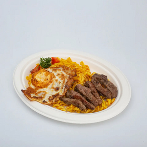 一次性环保甘蔗渣餐具可堆肥可生物降解 10' x 8' 椭圆形盘子