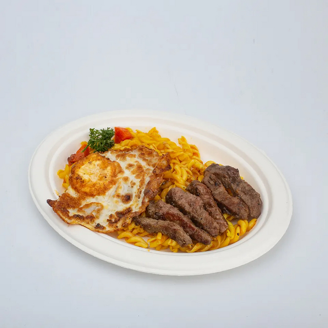 一次性环保甘蔗渣餐具可堆肥可生物降解 10' x 8' 椭圆形盘子