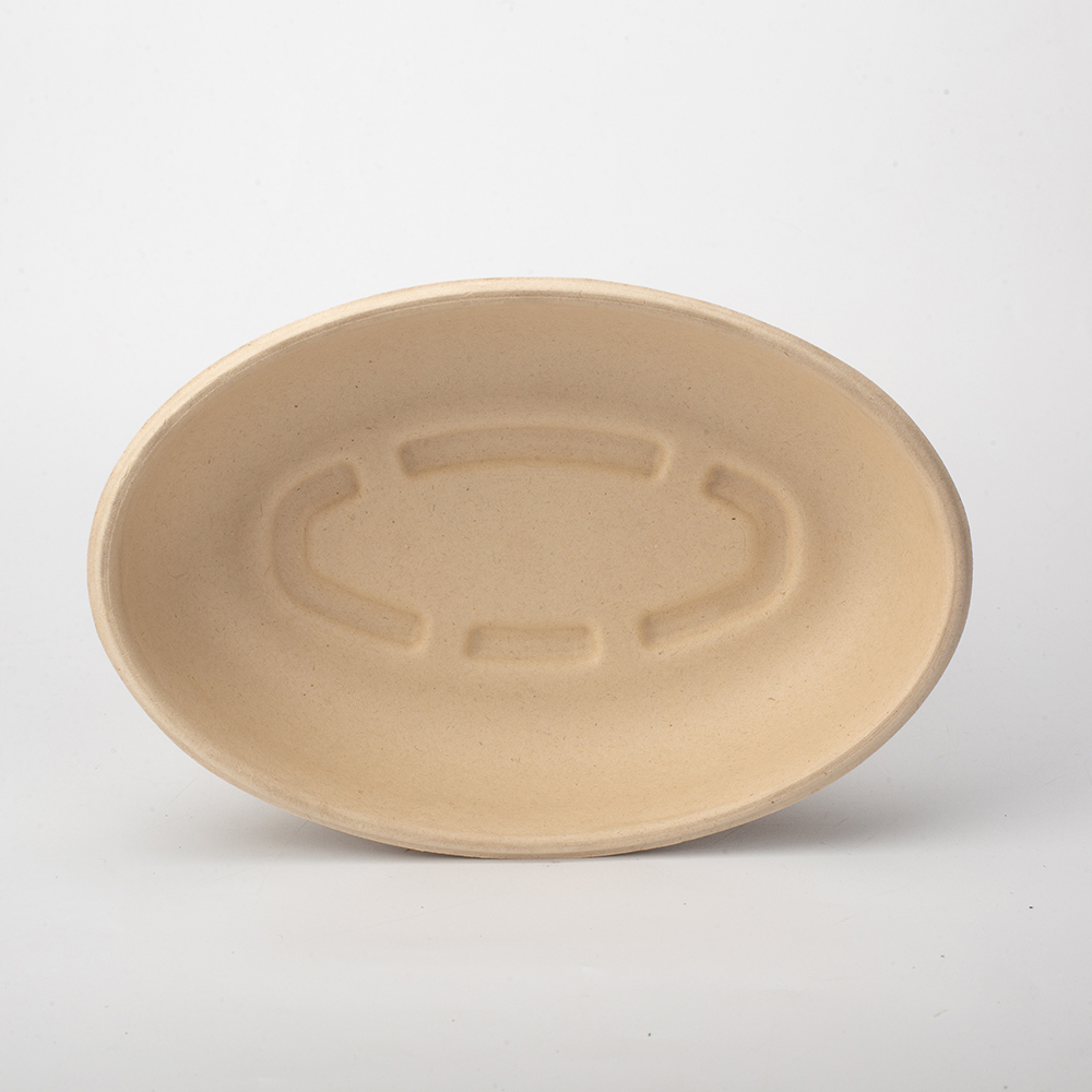 可生物降解一次性外卖食品容器汤杯 100% 甘蔗/甘蔗渣纸浆 26 盎司椭圆形碗带盖 