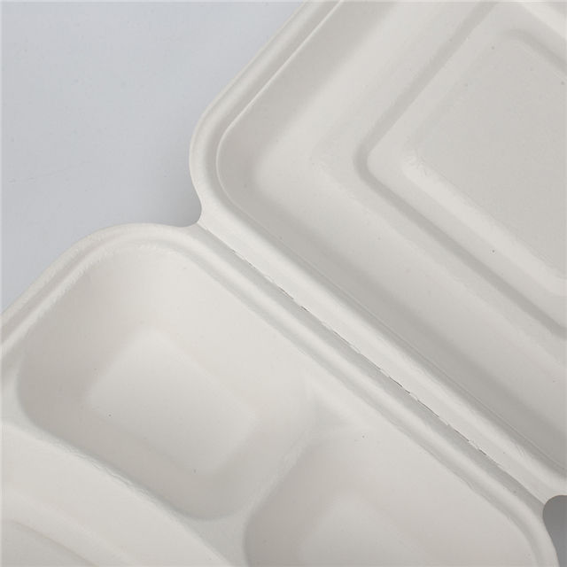 甘蔗渣纤维餐具食品容器可生物降解甘蔗可堆肥翻盖竹蔗渣纸浆定制包装