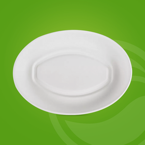 批发无PFAS环保可生物降解植物纤维甘蔗渣纸浆模塑一次性椭圆形碗