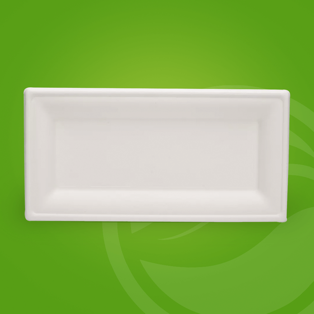 生态友好型外卖食品储藏室可生物降解一次性盘子由甘蔗废料制成矩形甘蔗渣盘子