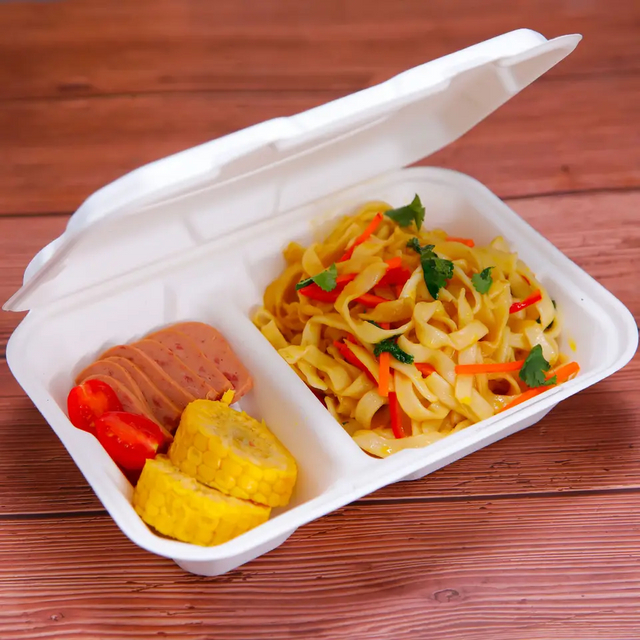定制可生物降解一次性纸质食品外卖 9 X 6' 2-C 盒