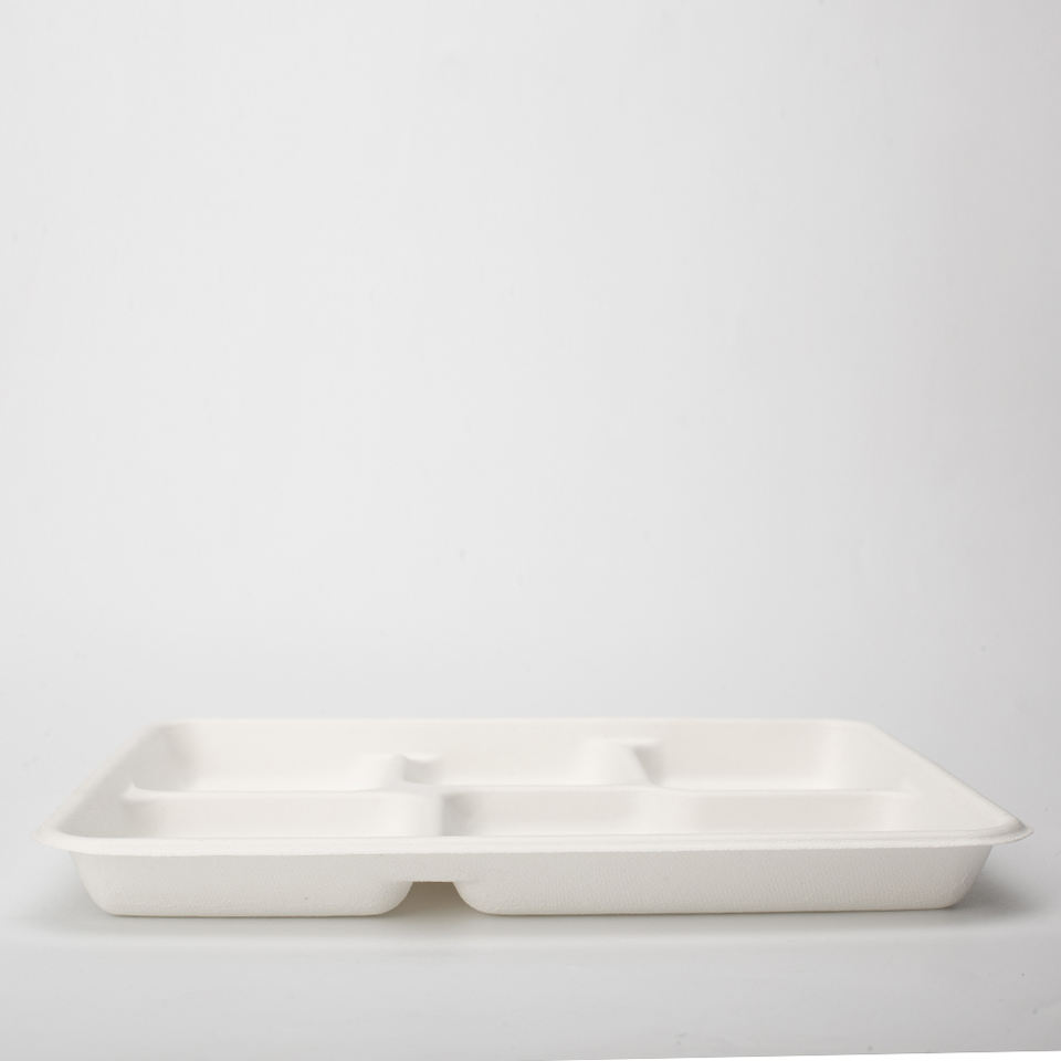 不含 PFAS 5 隔室一次性可生物降解甘蔗渣纸浆模具学校食品托盘